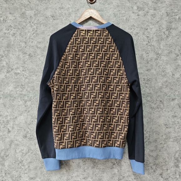 Authentic Fendi Men's Blue and Brown Logo Sweater - Picture 2 of 6